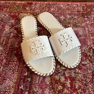 Tory Burch white slides
